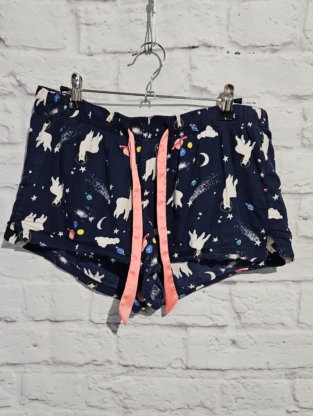 Old Navy Navy Unicorn & Space Print Pajama Shorts with Pink Drawstring